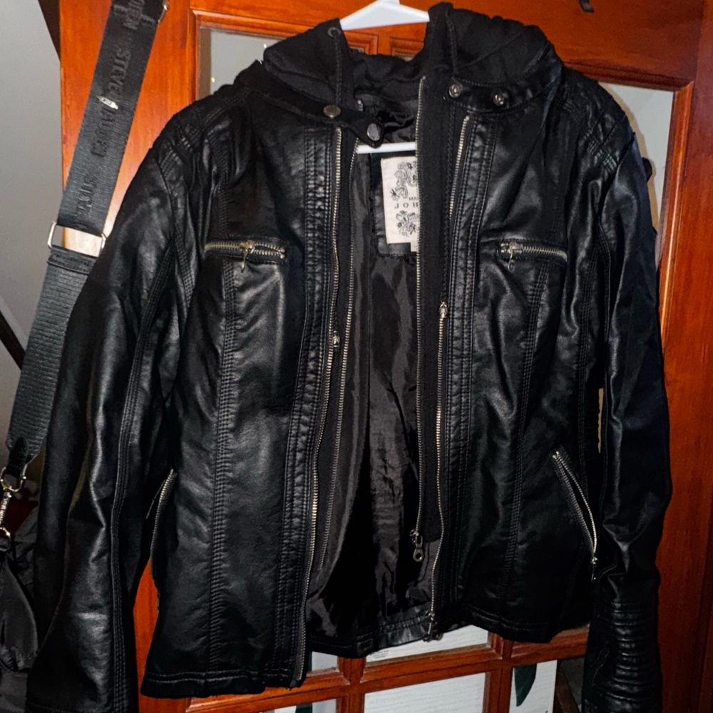 By Johnny Black Hooded Leather Jacket